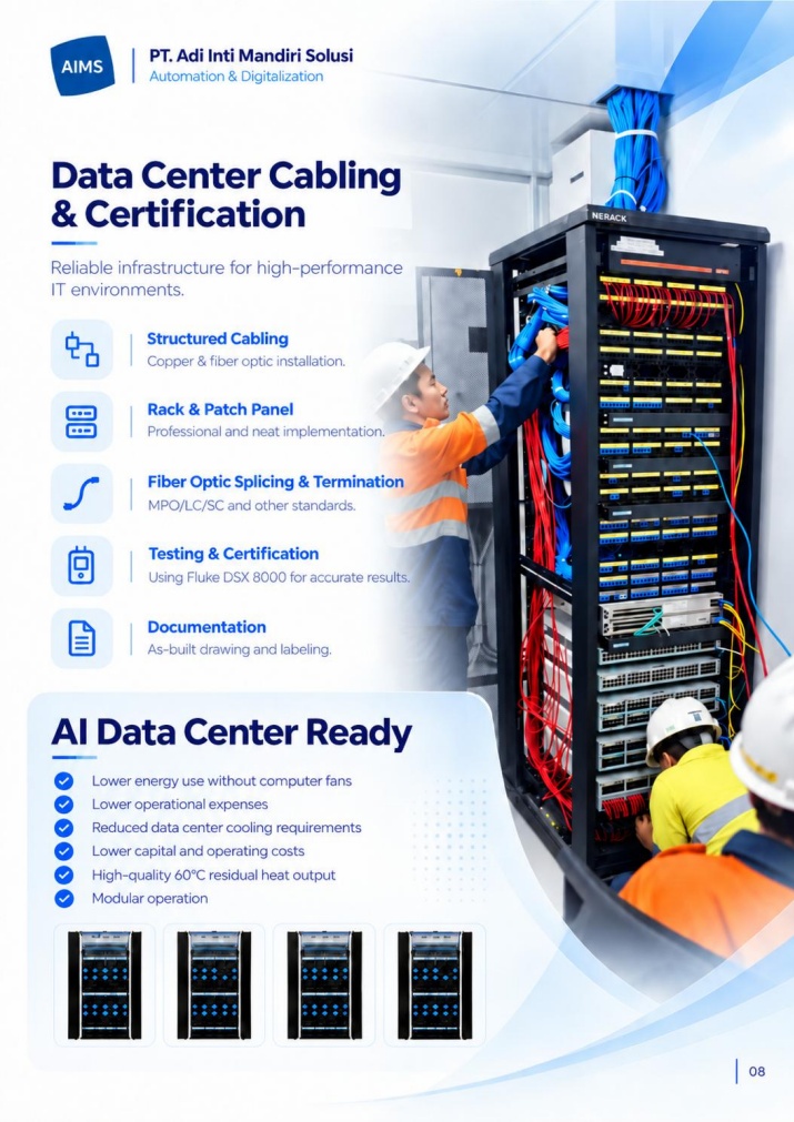 Brosur Data Center Cabling & Certification, PT Adi Inti Mandiri Solusi